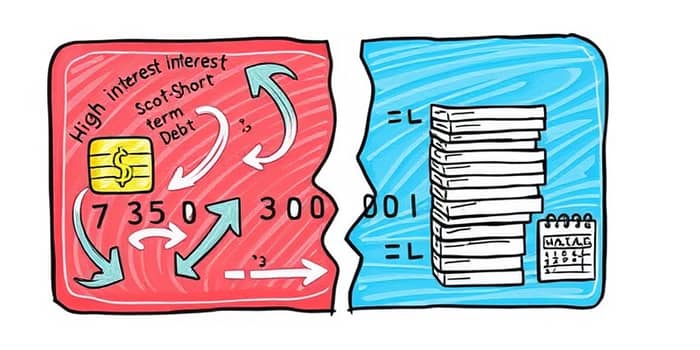 A diferença entre crédito rotativo e parcelado
